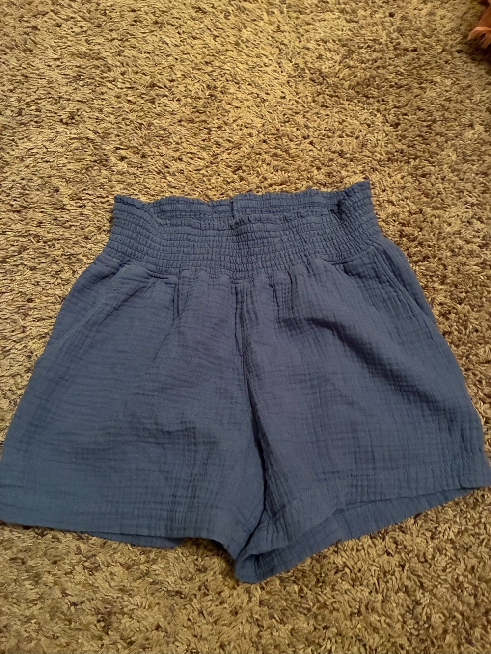 Smocked Waist Women's Athletic Shorts in Blue